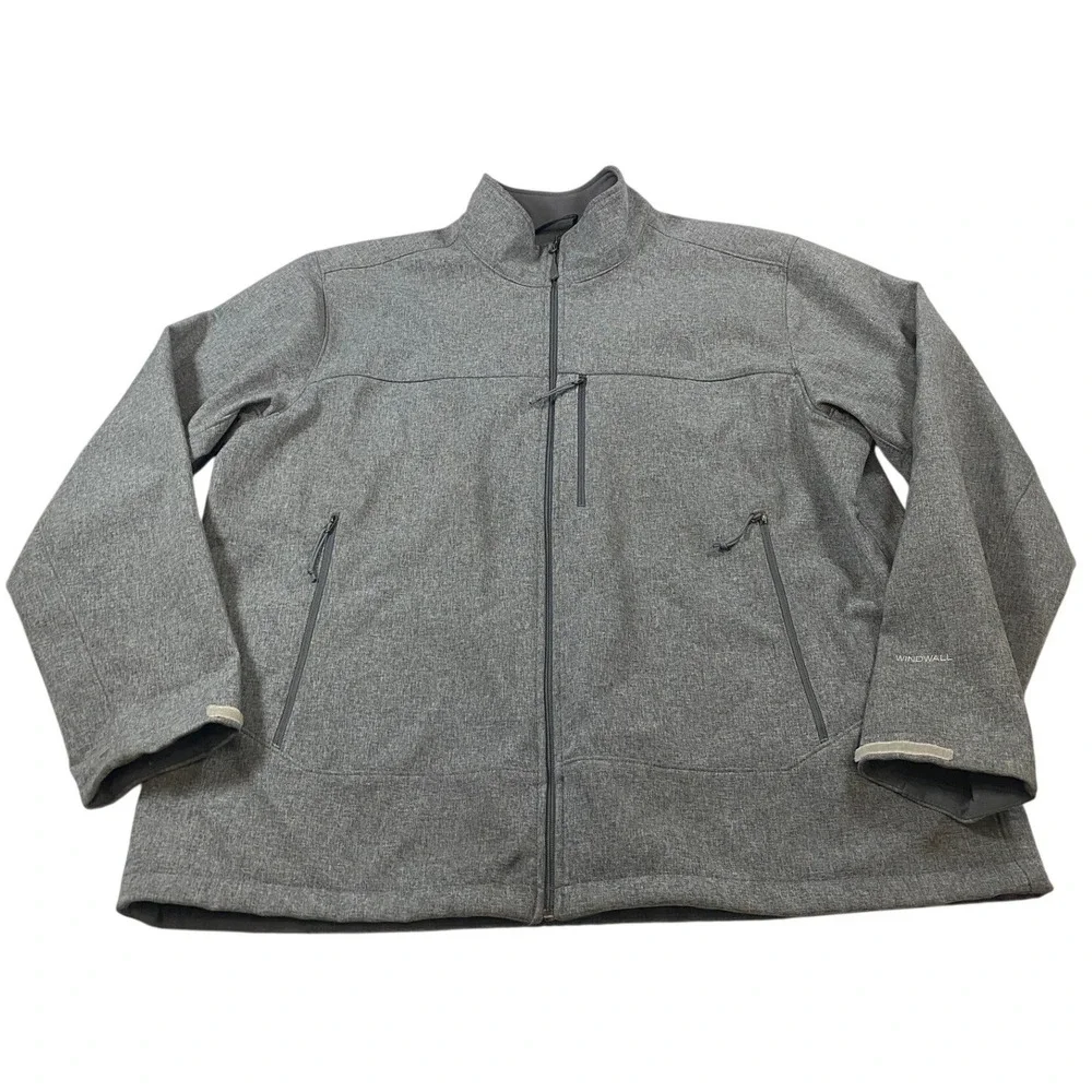 The North Face Mens XXL WindWall Softshell Jacket Heather Grey Full Zip Outdoor‎